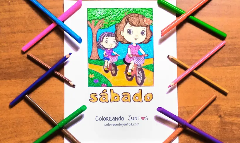 Desenho do dia de sábado colorido pela Colorindo Juntos