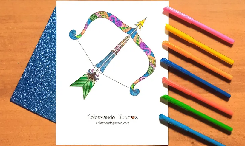 Desenho do signo de Sagitário colorido por Colorindo Juntos