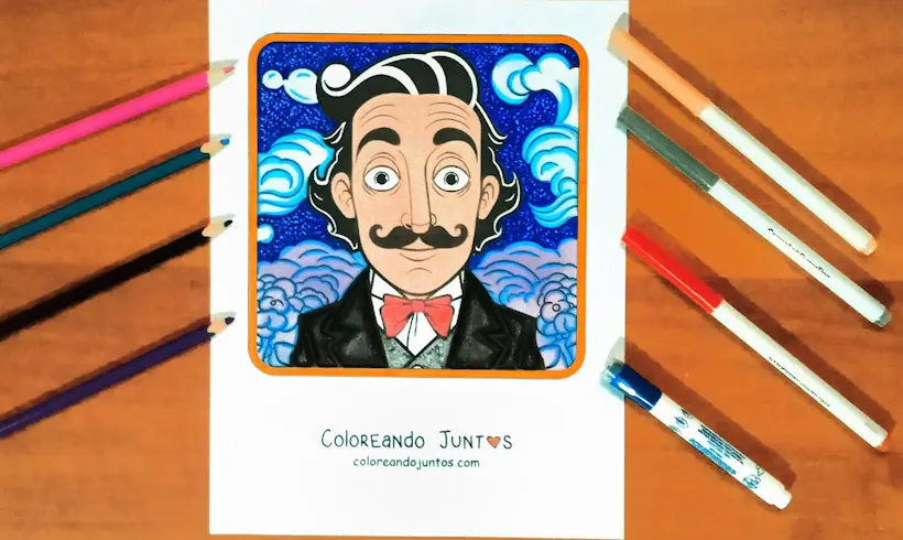 Desenho de Salvador Dalí colorido pela Colorindo Juntos