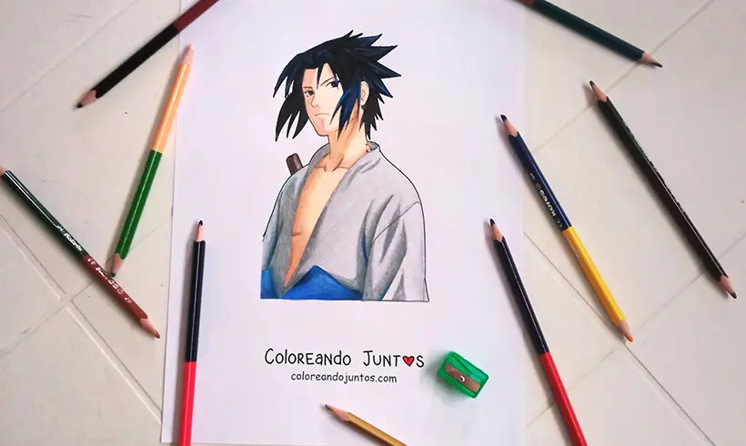 Desenho de Sasuke colorido pela Colorindo Juntos