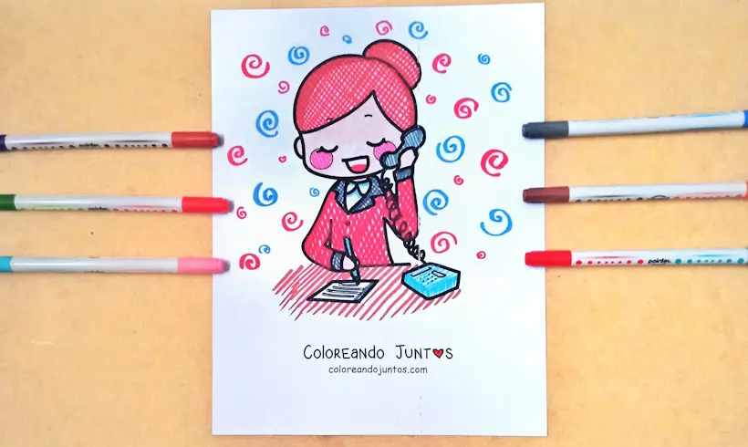 Desenho de secretária colorida por Colorindo Juntos