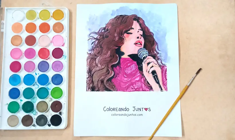 Desenho da Selena Gomez colorido por Colorindo Juntos