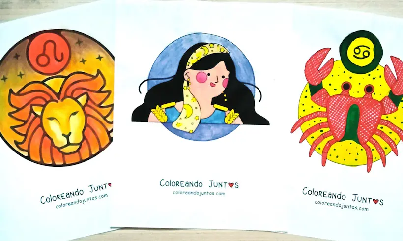 Desenhos dos signos do Zodiaco coloridos por Colorindo Juntos