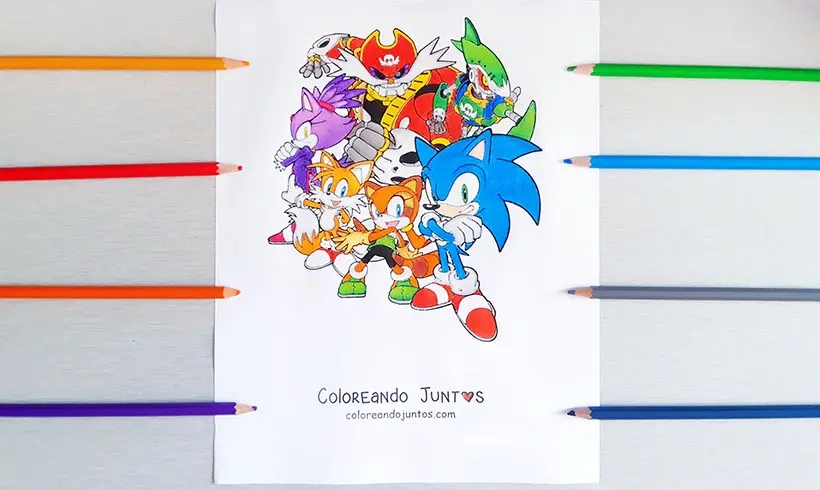 Desenho do Sonic colorido pela Colorindo Juntos