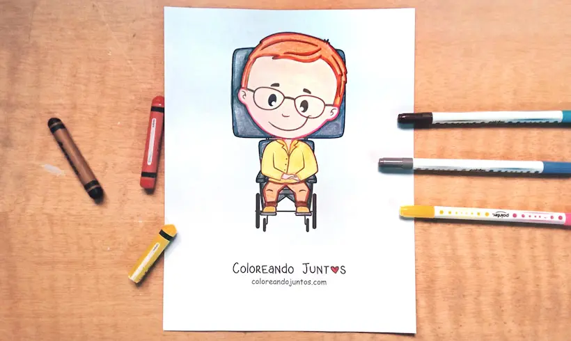 Desenho de Stephen Hawking colorido por Colorindo Juntos