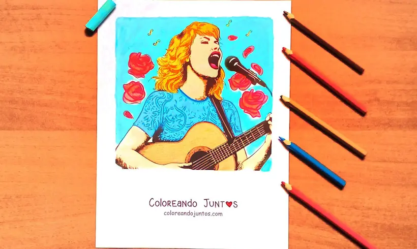 Desenho da Taylor Swift colorido por Colorindo Juntos