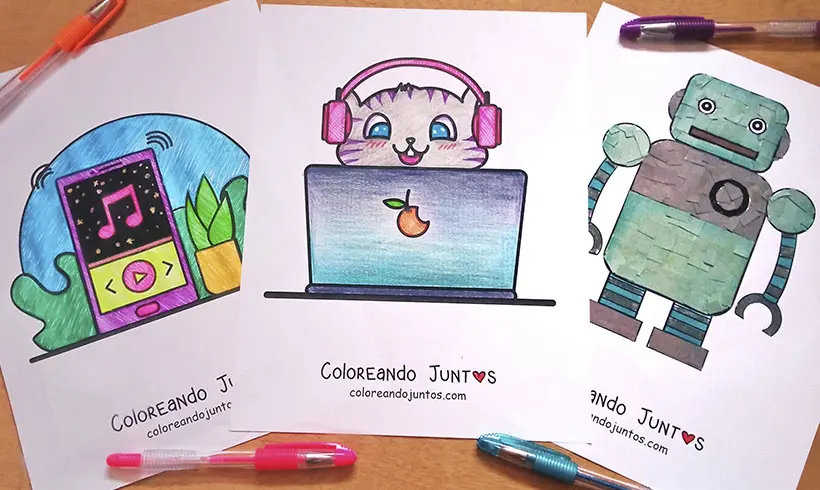 Desenhos de tecnologia coloridos pela Colorindo Juntos