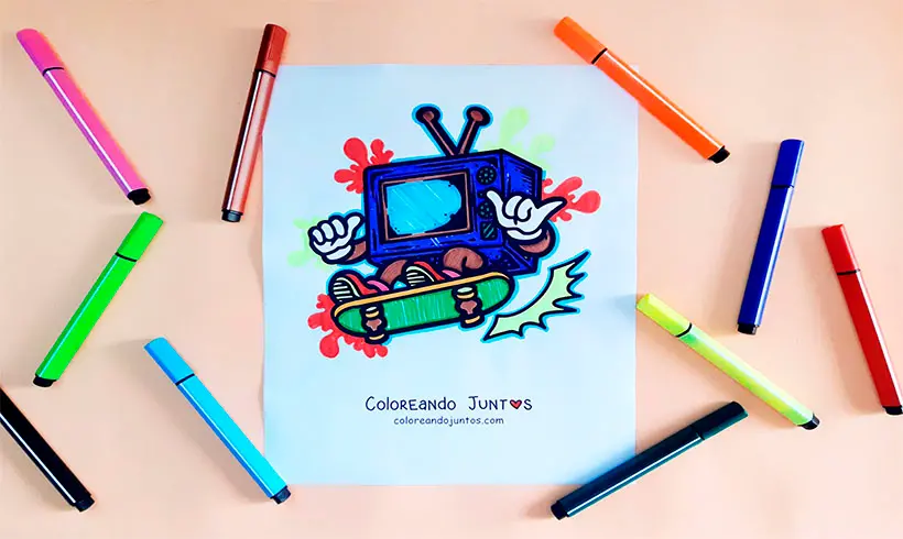 Desenho de televisor colorido por Colorindo Juntos