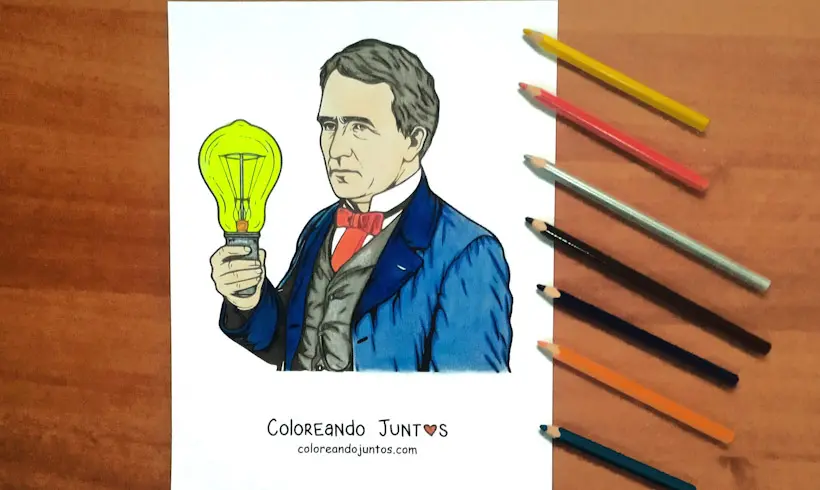 Desenho de Thomas Edison colorido por Colorindo Juntos