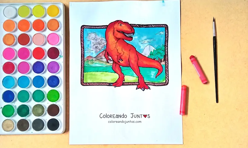 Desenho de Tiranossauro Rex colorido por Colorindo Juntos