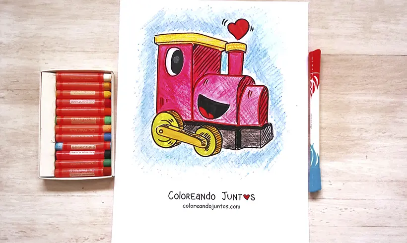 Desenho de trem colorido por Colorindo Juntos