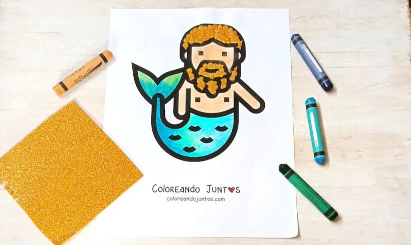 Desenho de um Tritão colorido pela Colorindo Juntos