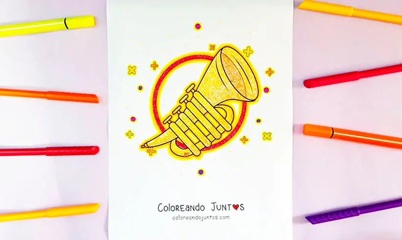 Desenho de trombeta colorida por Colorindo Juntos