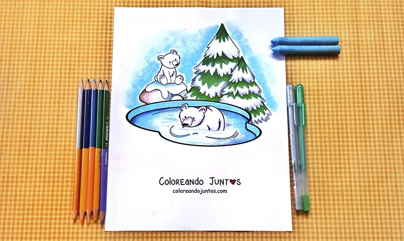 Desenho de urso colorido pela Colorindo Juntos