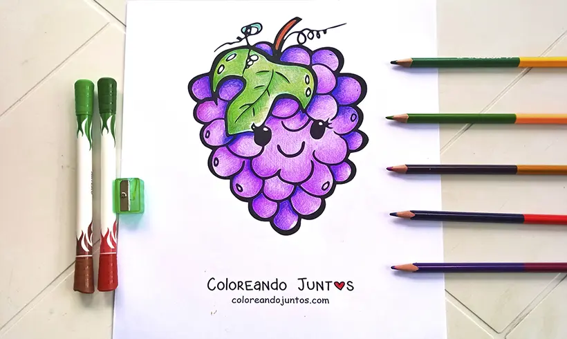 Desenho de uvas coloridas por Colorindo Juntos