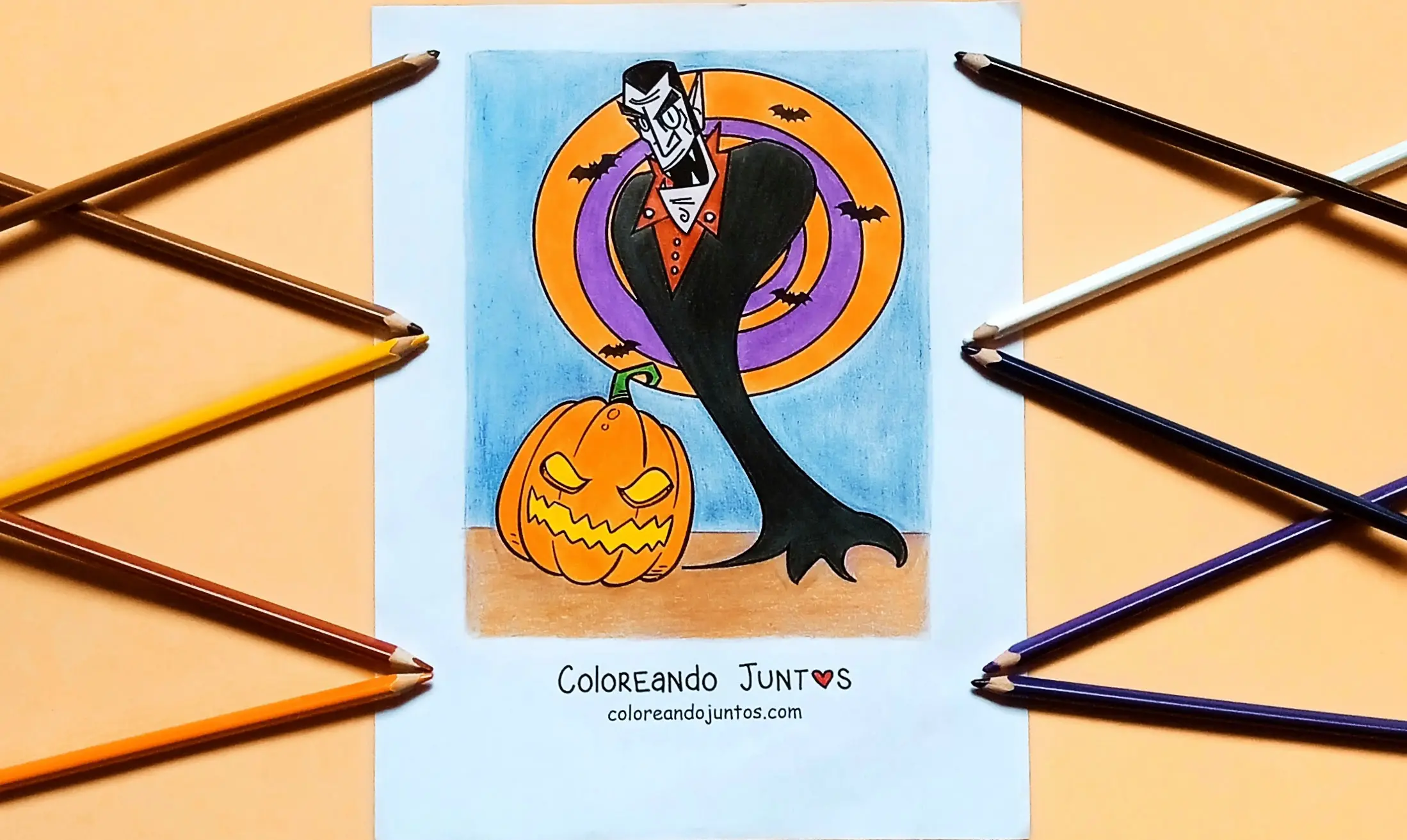Desenho de vampiro colorido por Colorindo Juntos