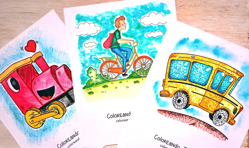 Desenhos de veículos coloridos pela Colorindo Juntos