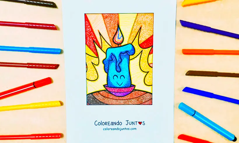 Desenho de vela colorida pela Colorindo Juntos