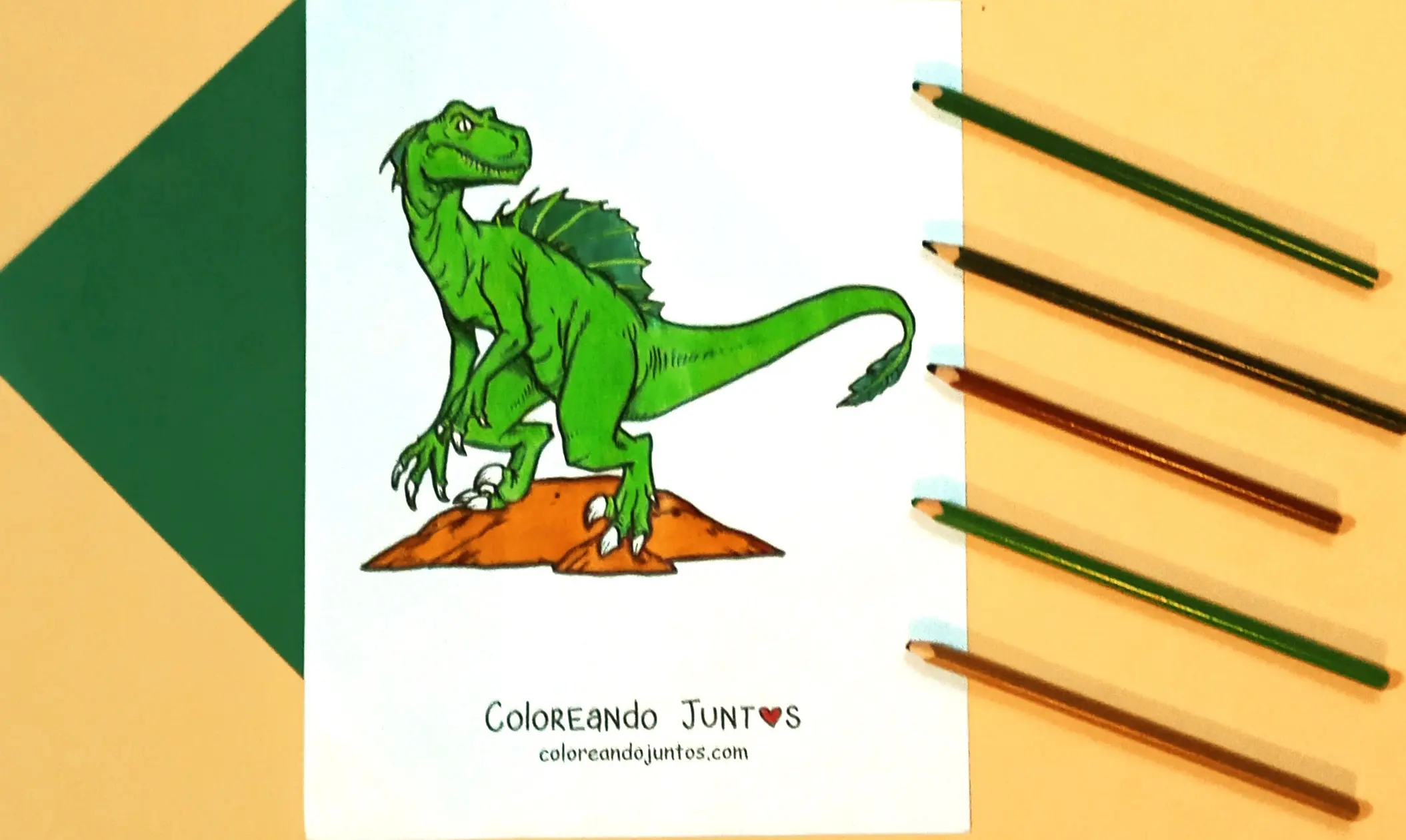 Desenho de Velociraptor colorido por Colorindo Juntos