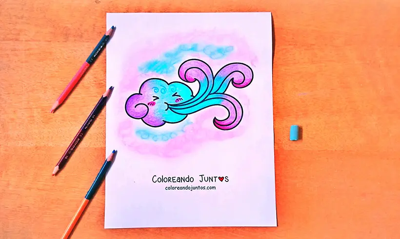 Desenho de vento colorido por Colorindo Juntos