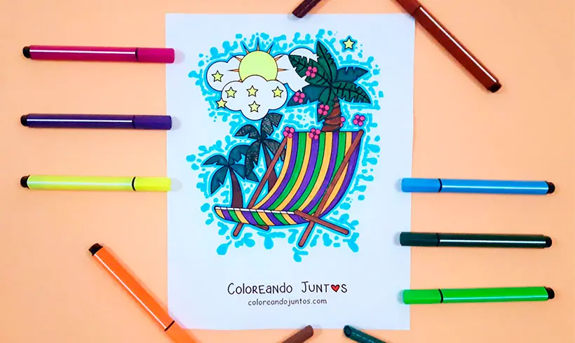 Desenho de verão colorido por Colorindo Juntos