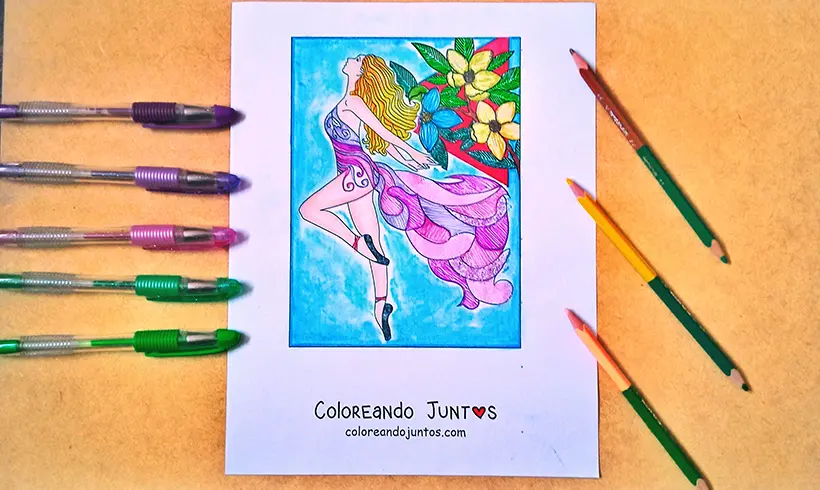 Desenho de vestido colorido pela Colorindo Juntos