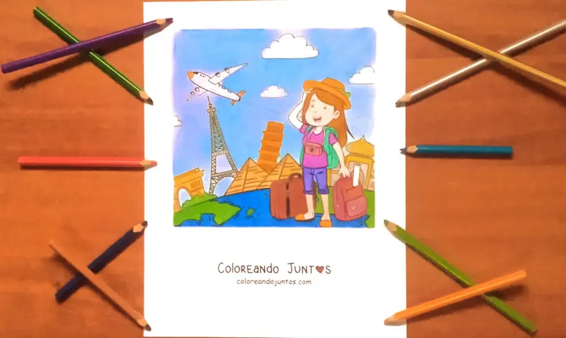 Desenho de uma viagem colorido por Colorindo Juntos