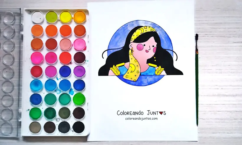 Desenho do signo de Virgem colorido por Colorindo Juntos