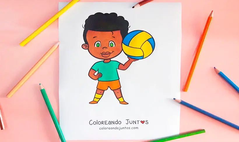 Desenho de volei colorido por Colorindo Juntos