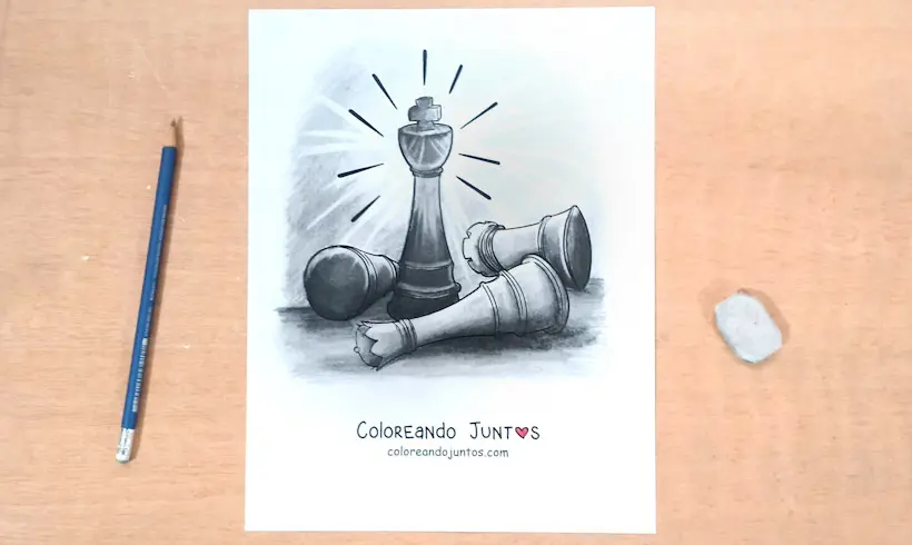 Desenho de xadrez colorido pela Colorindo Juntos
