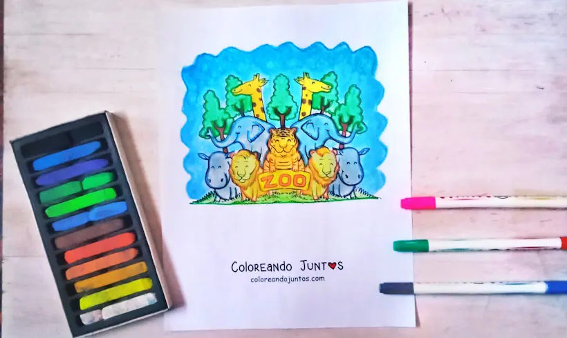 Desenho de um Zoológico colorido por Colorindo Juntos
