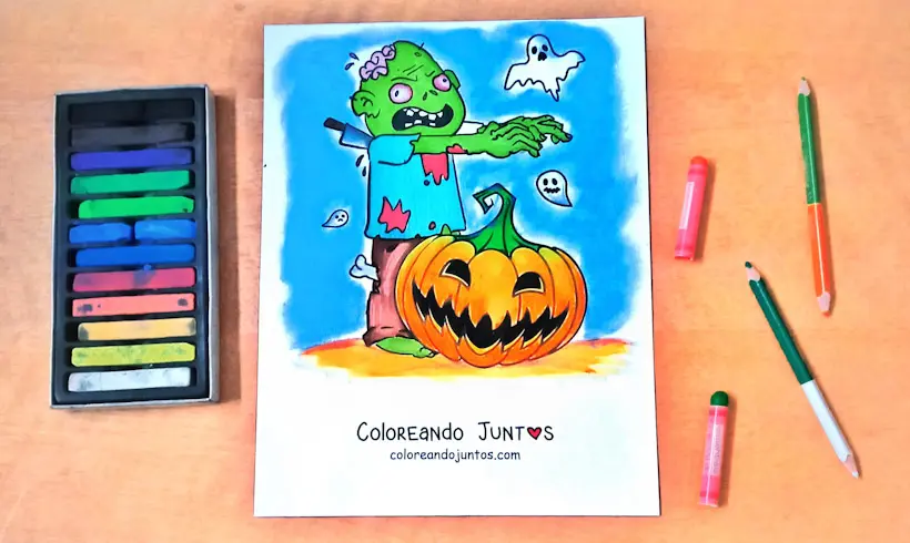Desenho de Zumbi colorido por Colorindo Juntos