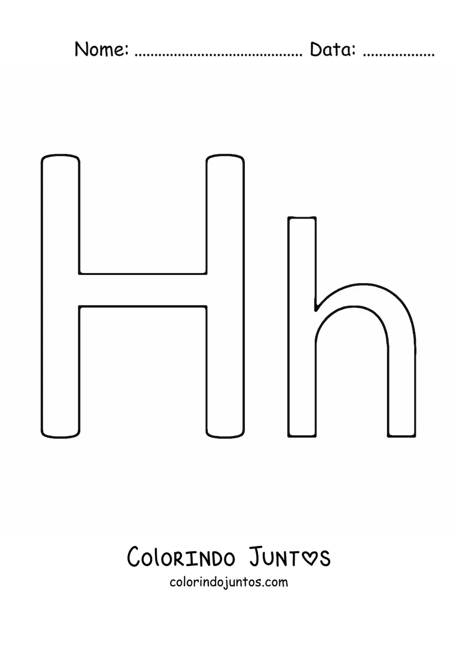 Desenho para colorir de letra H maiúscula e minúscula fácil
