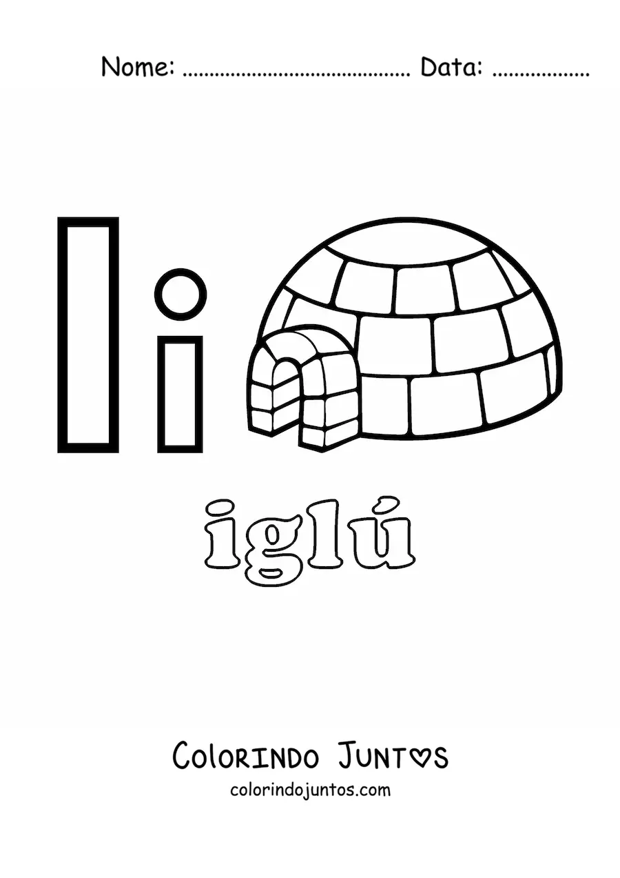 Desenho para colorir de I de iglu