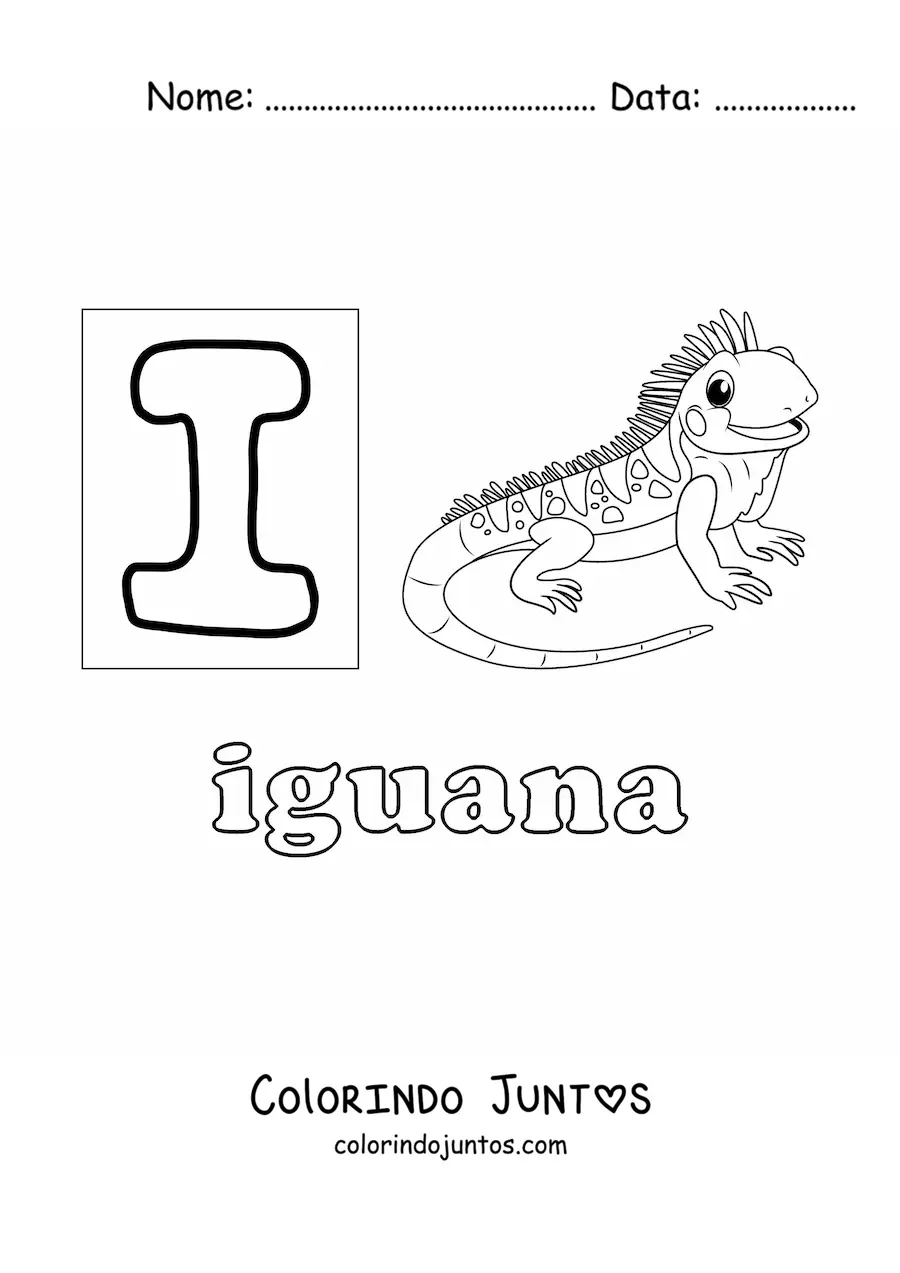 Desenho para colorir de I de iguana
