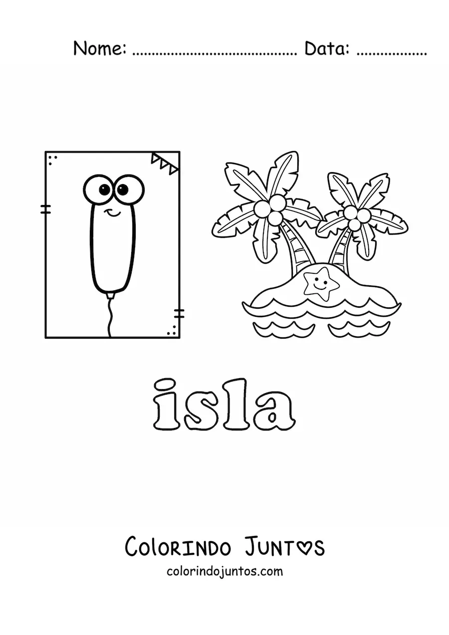 Desenho para colorir de I de ilha
