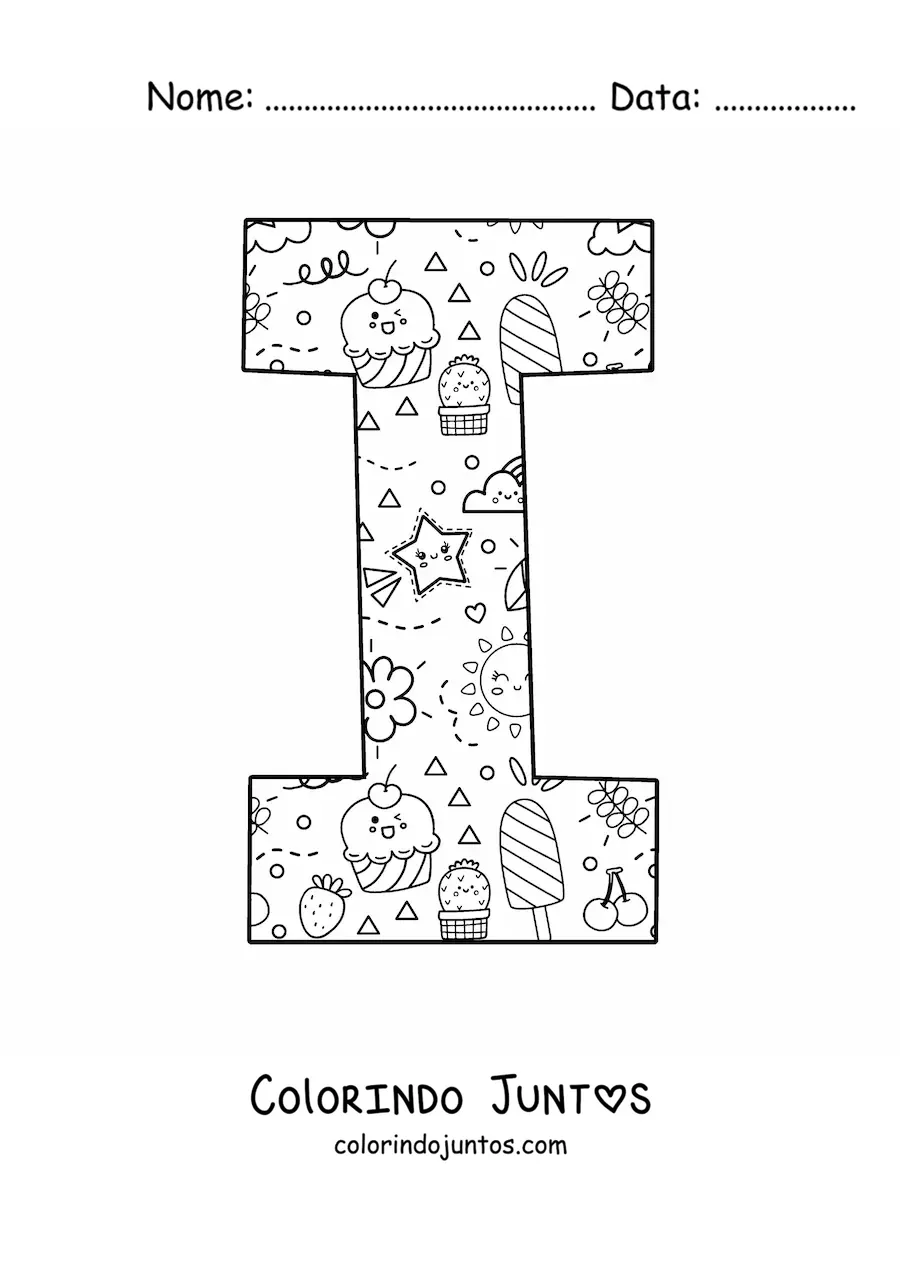 Desenho para colorir da letra I em desenho animado