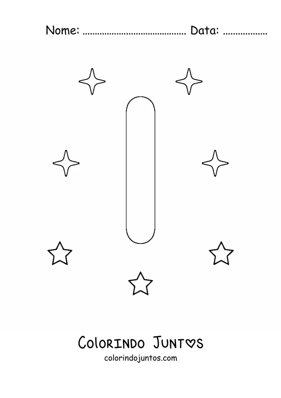 Desenho para colorir de letra I maiúscula com estrelas