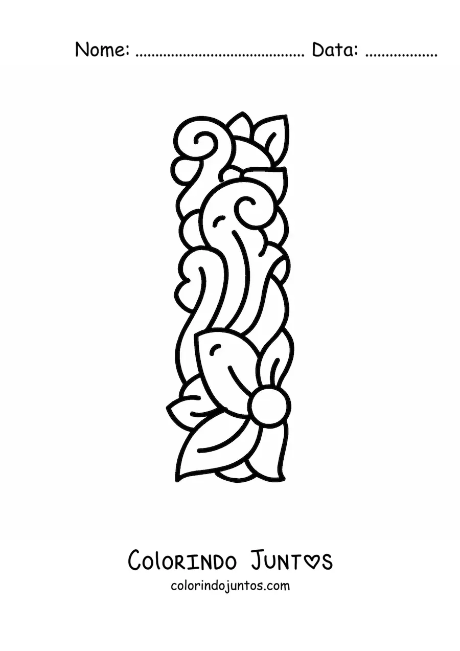 Desenho para colorir de letra I maiúscula decorada