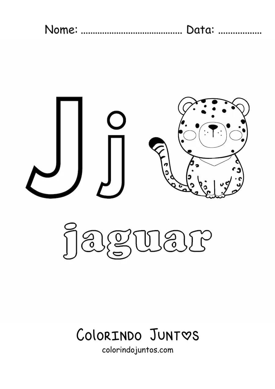 Desenho para colorir de J de jaguar