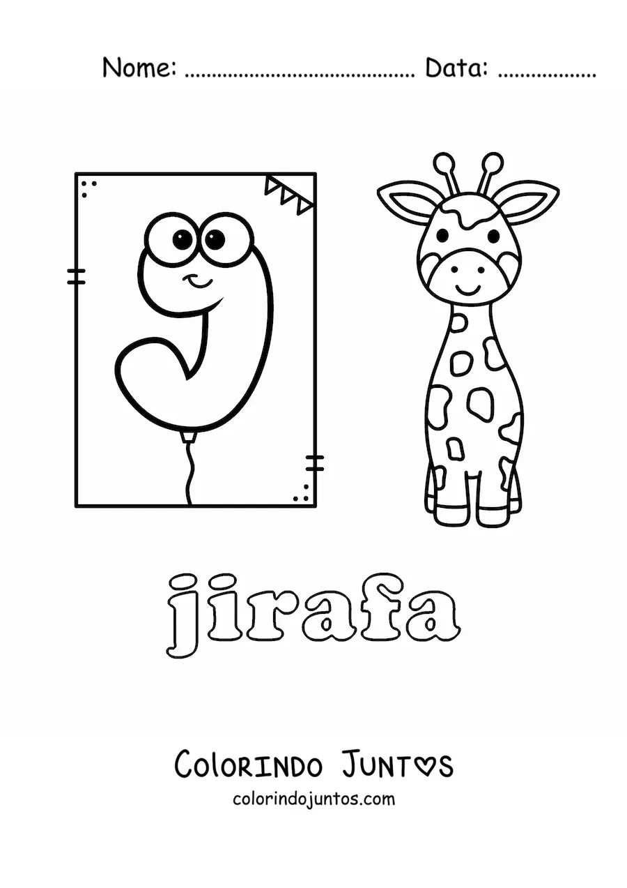Desenho para colorir de J de girafa