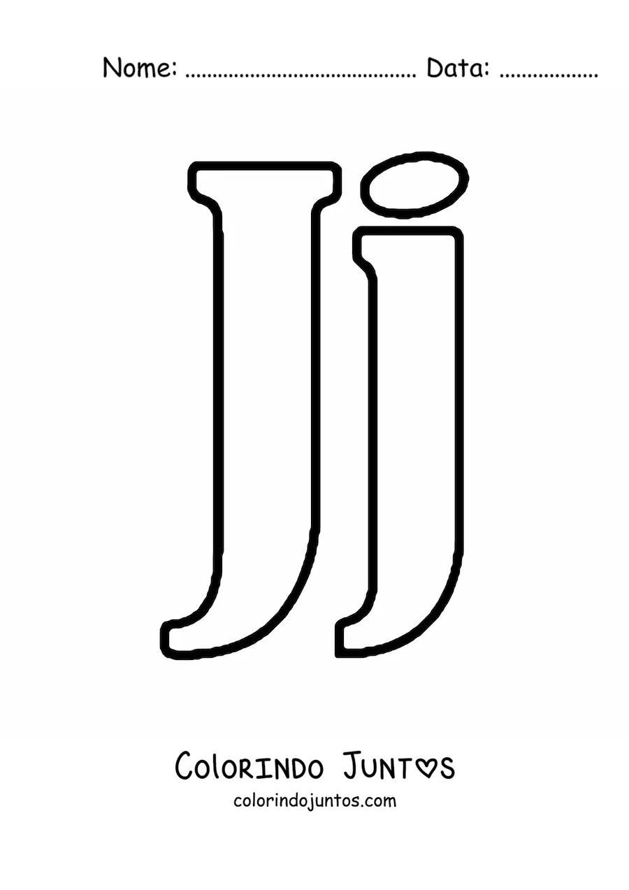 Desenho para colorir de letra J maiúscula e minúscula grande