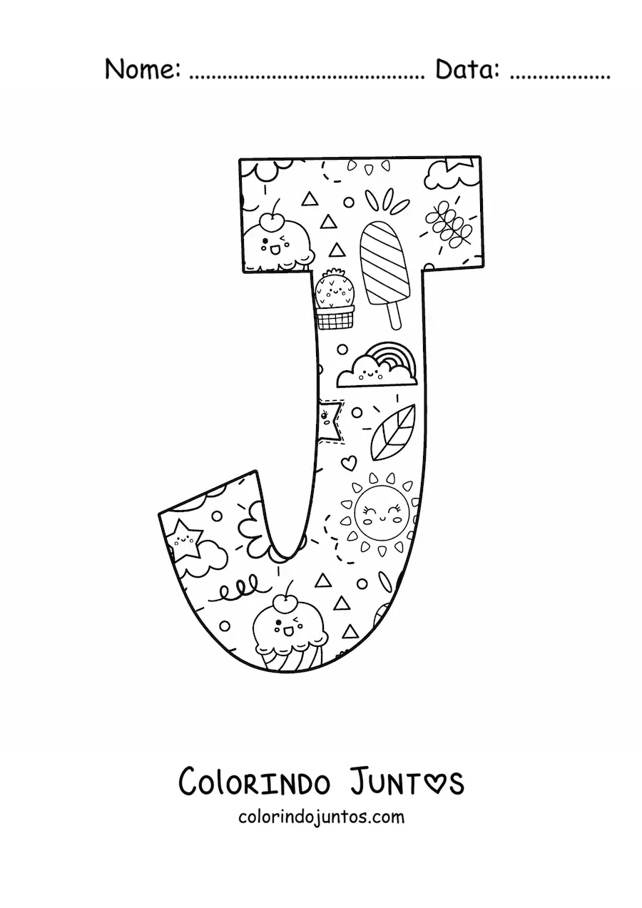 Desenho para colorir da letra J em desenho animado
