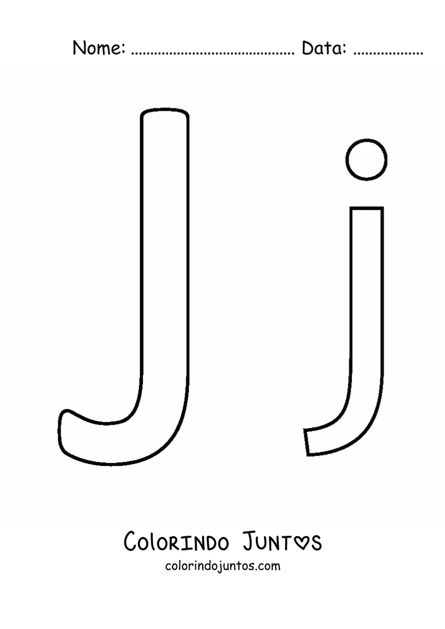 Desenho para colorir de letra J maiúscula e minúscula fácil