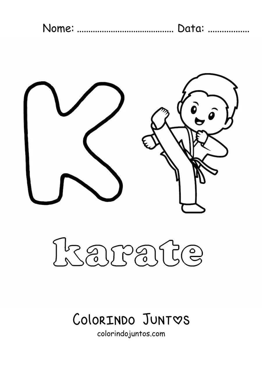 Desenho para colorir de K de caratê