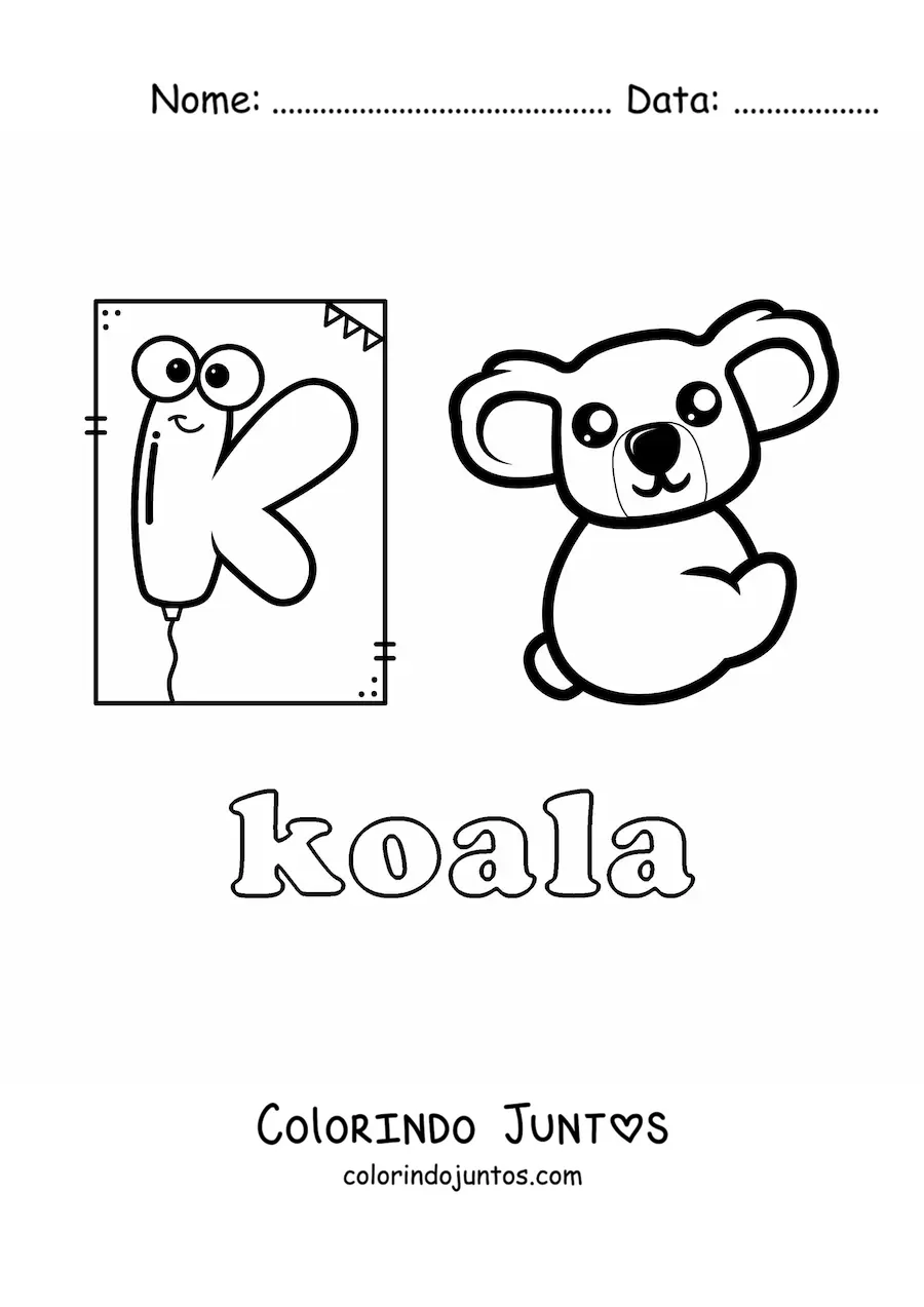 Desenho para colorir de K de coala