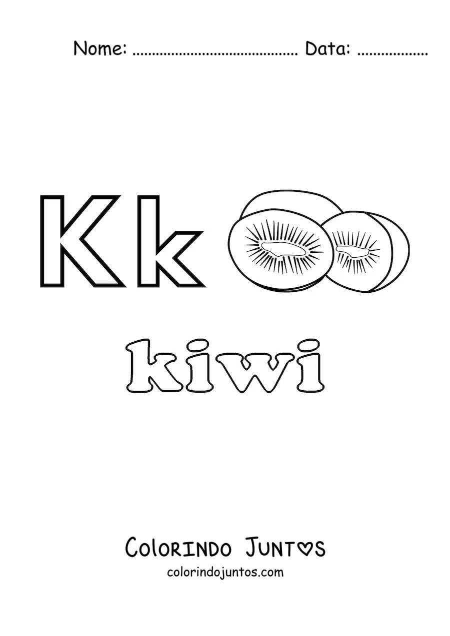 Desenho para colorir de K de kiwi