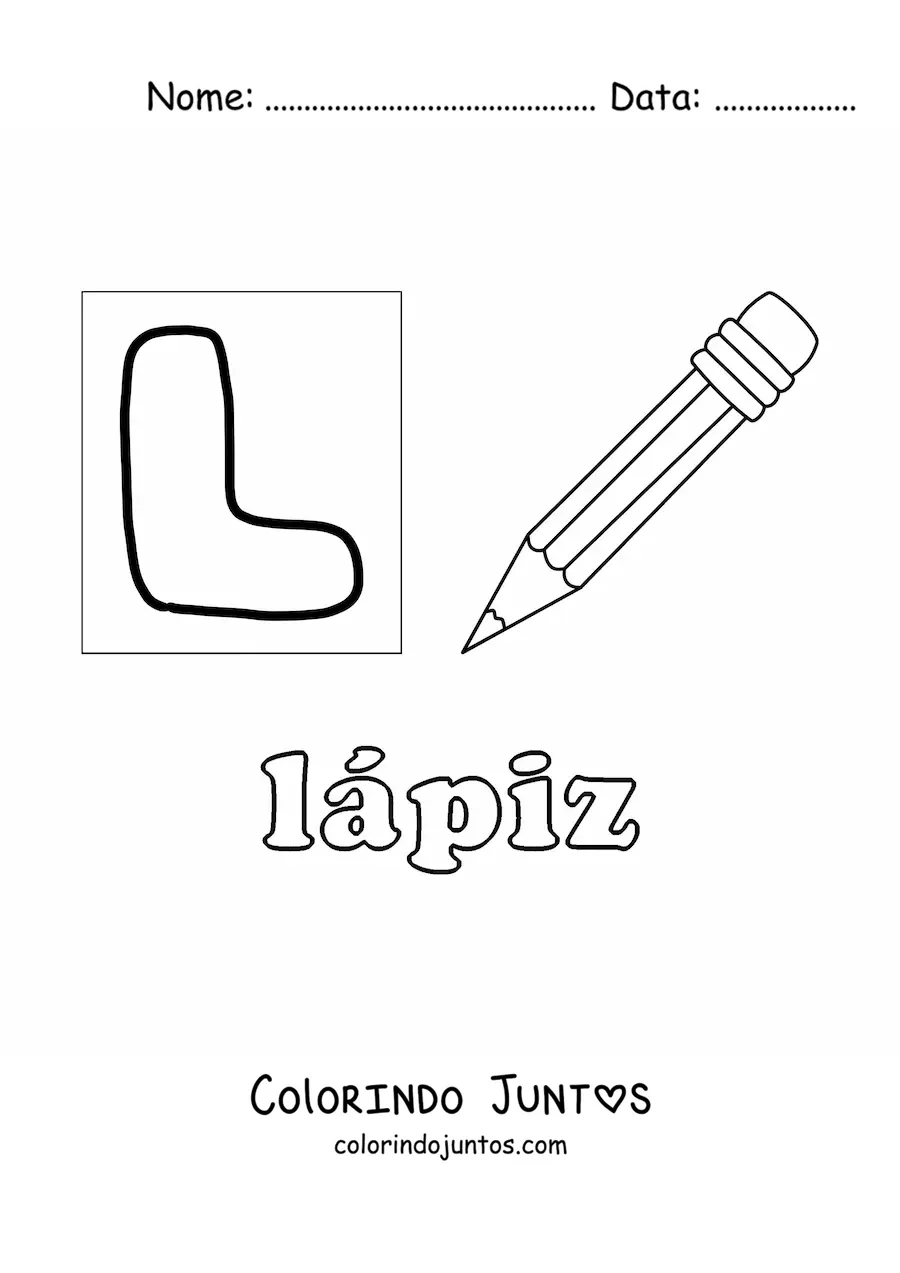 Desenho para colorir de L de lápis