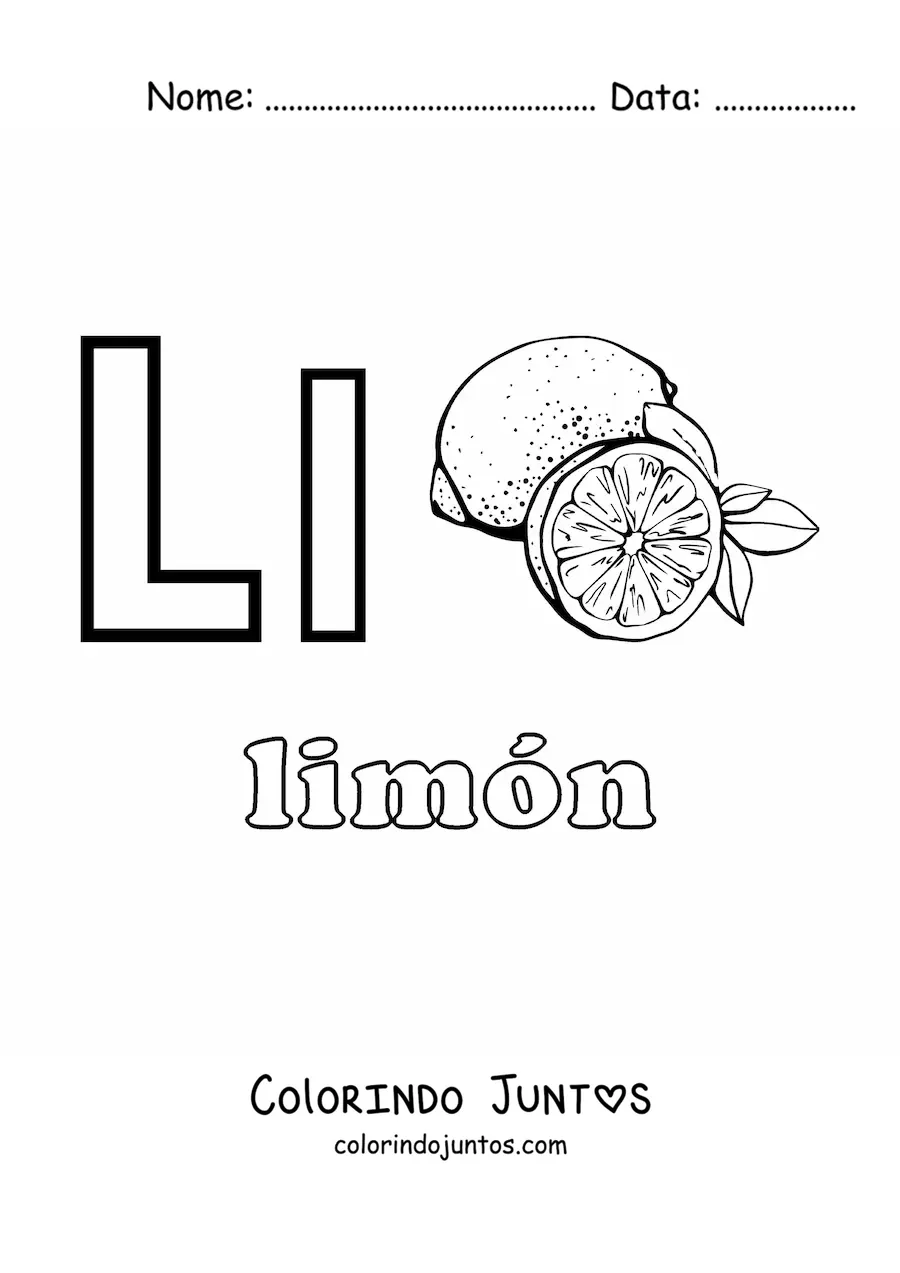 Desenho para colorir de L de limão