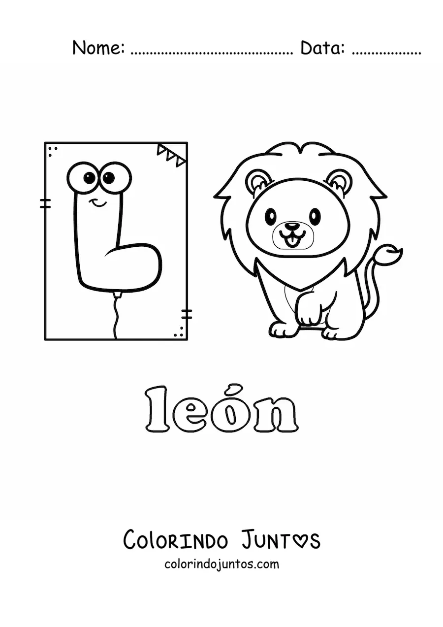 Desenho para colorir de L de leão